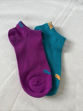 New Puma Ankle Socks - Purple & Teal Low-Cut Pair